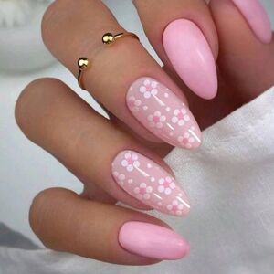 🔥3/$21 Pink Floral Press On Nails